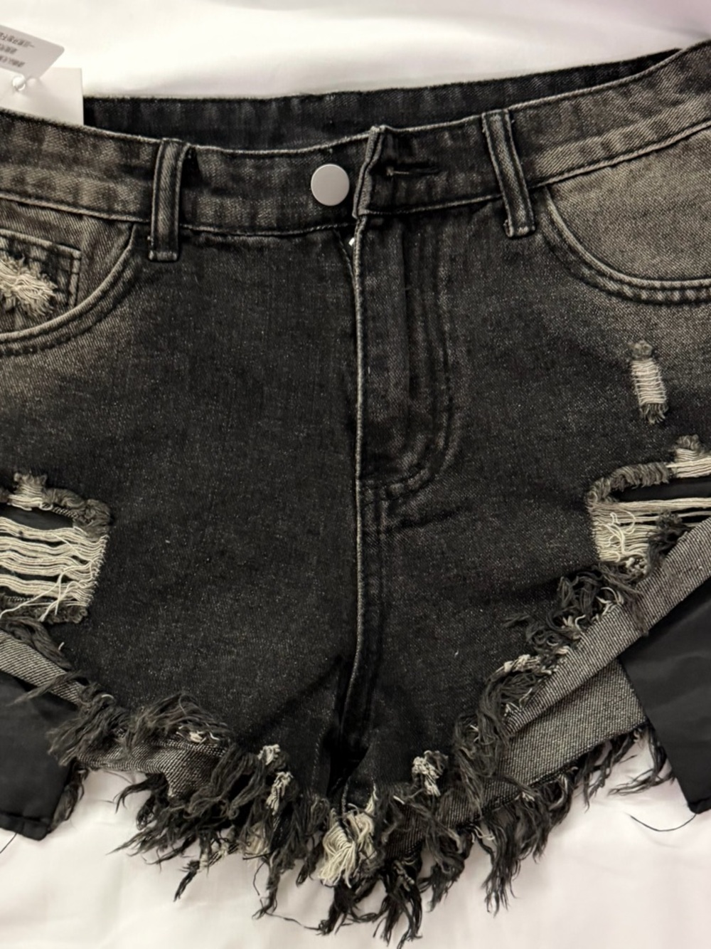 Distressed Black Denim Women's Shorts